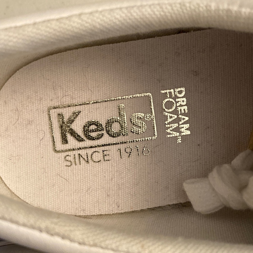 NWOT Keds White Sneakers with Gold Details - Picture 2 of 9